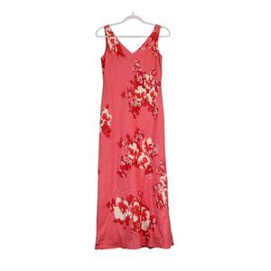 Vintage Jones New York Maxi Dress Size 8 Linen Floral Tropical Beach Resortwear
